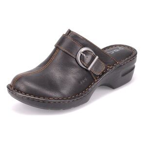 BORN Women’s Hannie Brown Leather Clog Mule Wedge Shoes Size 6